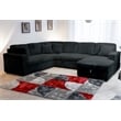 Pemberly Row 5-Piece Fabric Sectional with Chaise in Midnight Black
