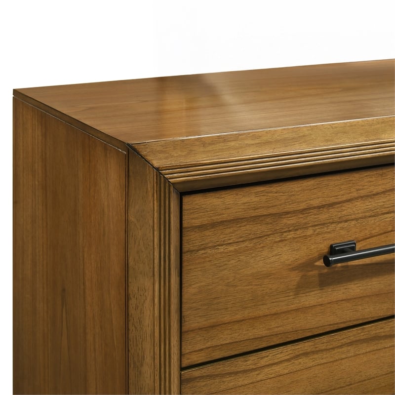 Pemberly Row Wood 6-Drawer Dresser in Honey Finish