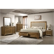 Pemberly Row 5Pc Wood Queen Bedroom Set with Chest in Honey Brown Finish