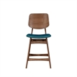 Pemberly Row Wood Counter Chair in Walnut and Teal (Set of 2)
