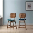 Pemberly Row Wood Counter Chair in Walnut and Teal (Set of 2)