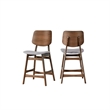 Pemberly Row Wood Counter Chair in Walnut and Dark Gray (Set of 2)