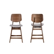 Pemberly Row Wood Counter Chair in Walnut and Dark Gray (Set of 2)