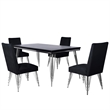 Pemberly Row 5-Piece Dining Set with Upholstered Chairs and Black Table