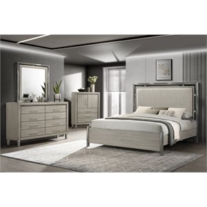 Pemberly Row 4Pc Cal King Bedroom Set with Chest in Modern Grey Finish