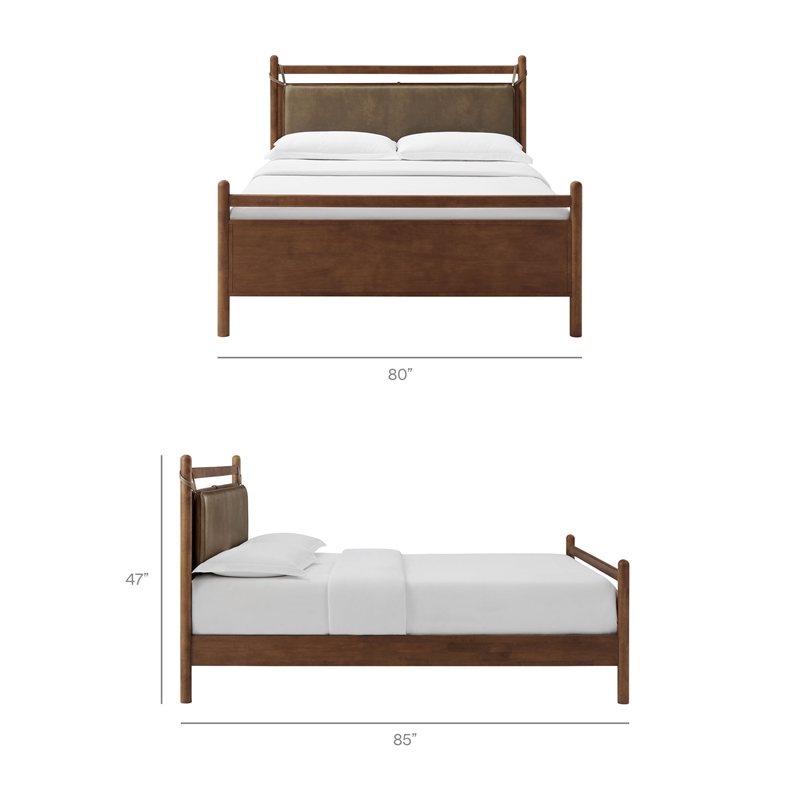 Pemberly Row King Platform Bed with Faux Leather Headboard in Walnut Mushroom