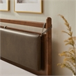 Pemberly Row King Platform Bed with Faux Leather Headboard in Walnut Mushroom