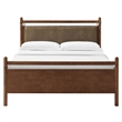 Pemberly Row King Platform Bed with Faux Leather Headboard in Walnut Mushroom