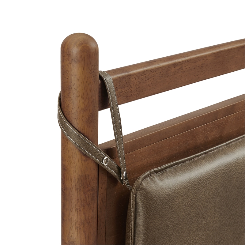 Pemberly Row King Platform Bed with Faux Leather Headboard in Walnut Mushroom