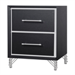 Pemberly Row Rubberwood 2 Drawer Nightstand in Ebony Black