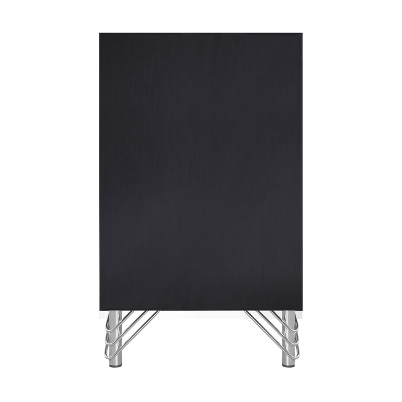 Pemberly Row Rubberwood 2 Drawer Nightstand in Ebony Black