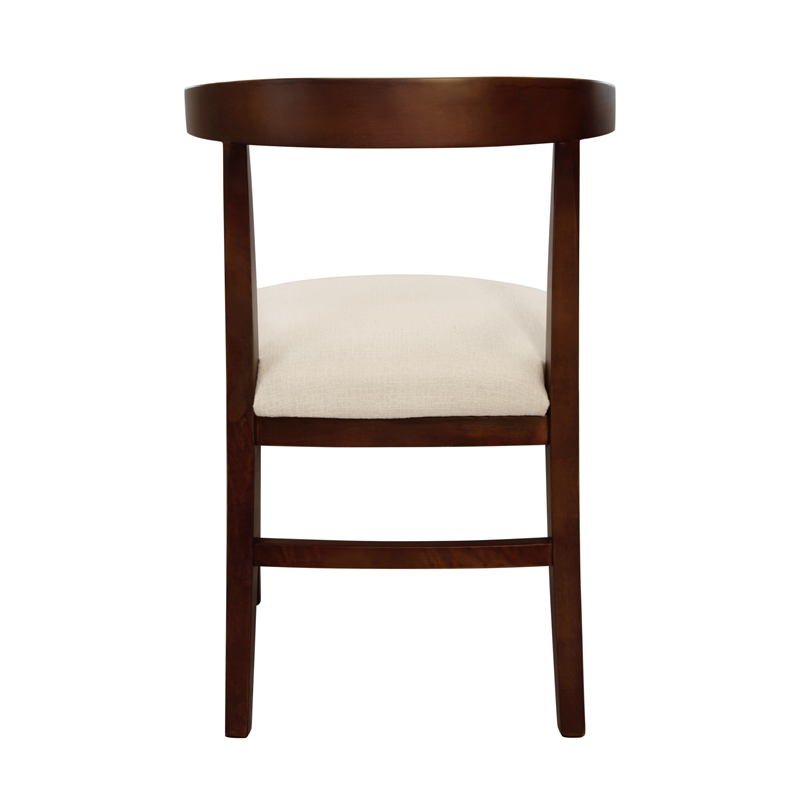 Pemberly Row Mid-Century Dining Chair in Ivory Upholstery and Solid Wood Frame