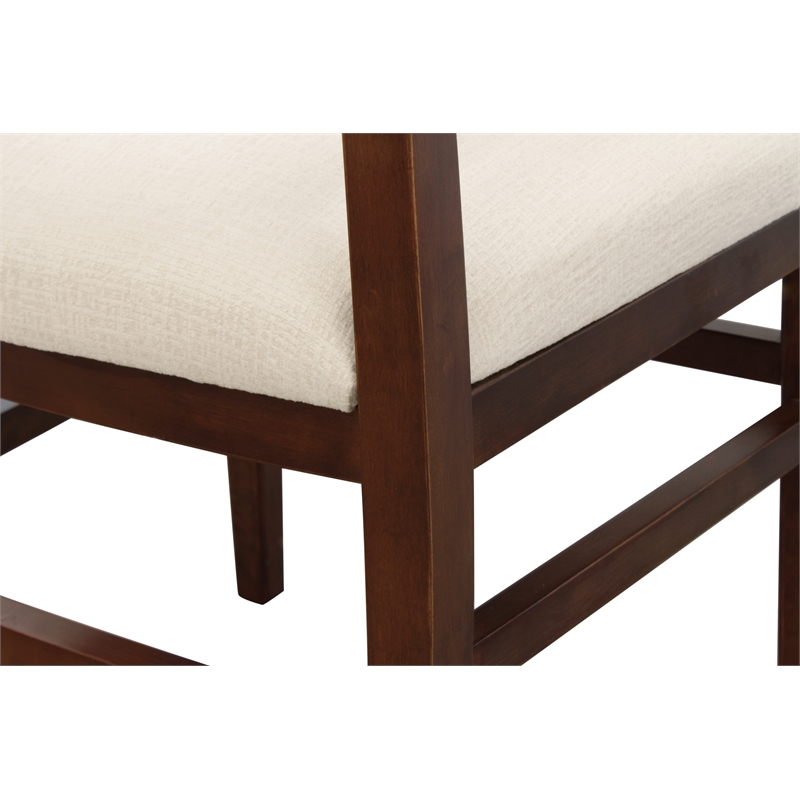 Pemberly Row Mid-Century Dining Chair in Ivory Upholstery and Solid Wood Frame