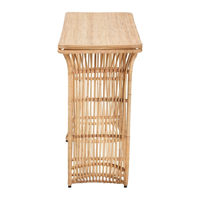 Pemberly Row Araceli S-Curve Console Table with Laminated Rattan Top