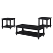Pemberly Row 3-Piece Pine Occasional Table Set in Distressed Black