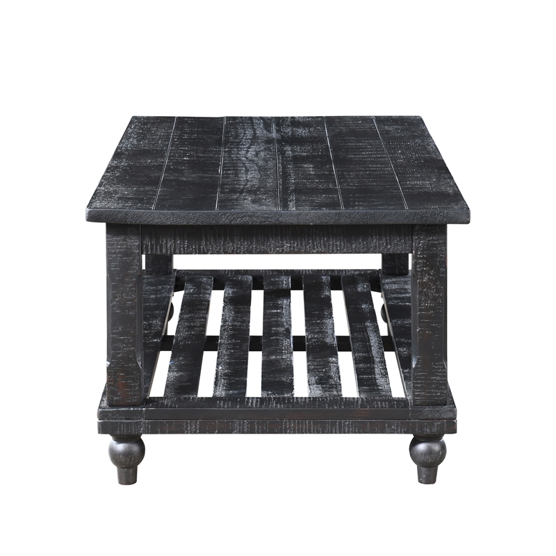 Pemberly Row 3-Piece Pine Occasional Table Set in Distressed Black