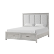 Pemberly Row Fiona King Upholstered Storage Bed in Mist Gray with Oak Veneer
