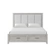 Pemberly Row Fiona King Upholstered Storage Bed in Mist Gray with Oak Veneer