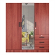 Pemberly Row Engineered Wood 3-Door Wardrobe Armoire with Mirror in Mahogany