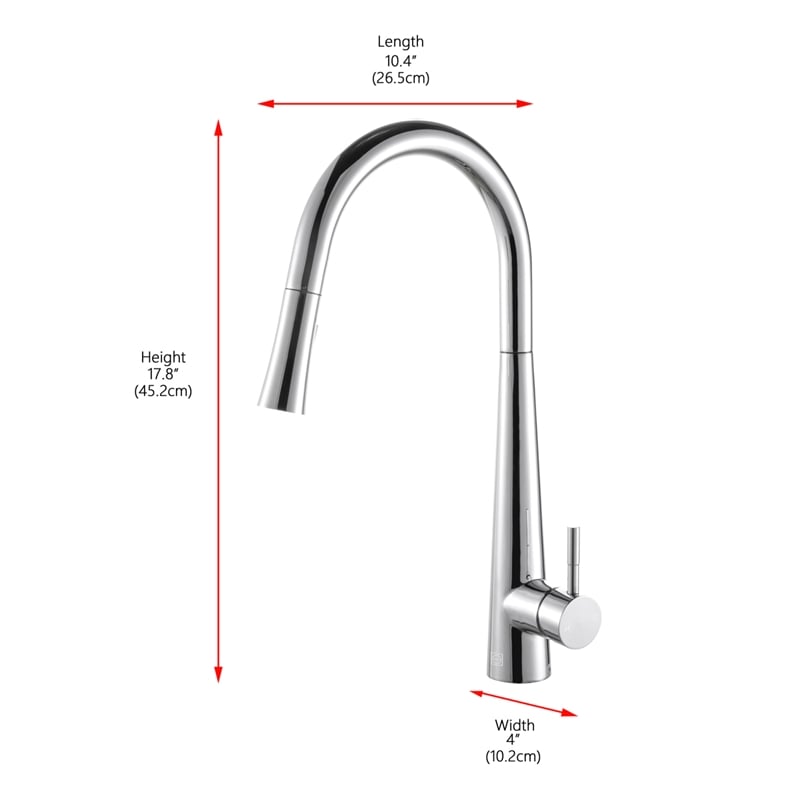 Pemberly Row Stainless Steel Kitchen Faucet in Chrome with Pull Down Sprayer