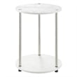 Pemberly Row Two-Tier Round End Table in White Faux Marble Finish Wood