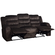 Pemberly Row Reclining Sofa in Wood and Chocolate Brown Fabric