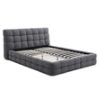 Pemberly Row Queen Upholstered Bed Frame in Dark Gray Fabric