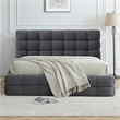 Pemberly Row Queen Upholstered Bed Frame in Dark Gray Fabric