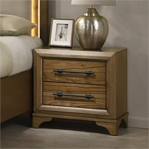 Pemberly Row 2-Drawer Wood Nightstand in Honey Finish