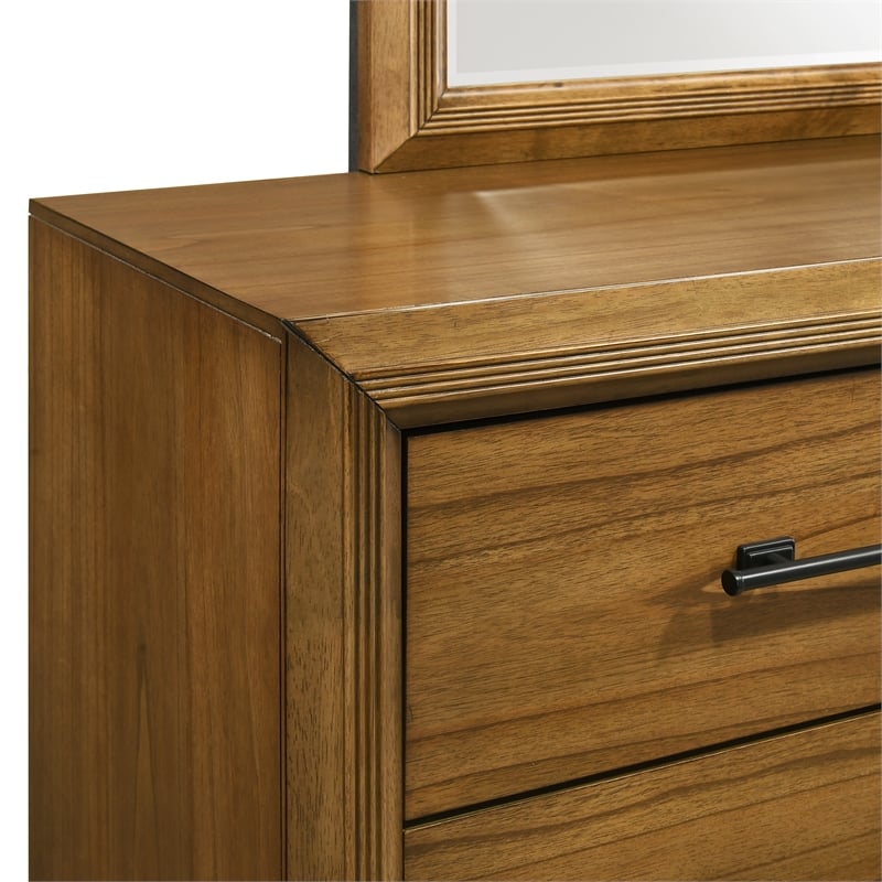 Pemberly Row 2-Piece Dresser and Mirror Set in Honey Brown