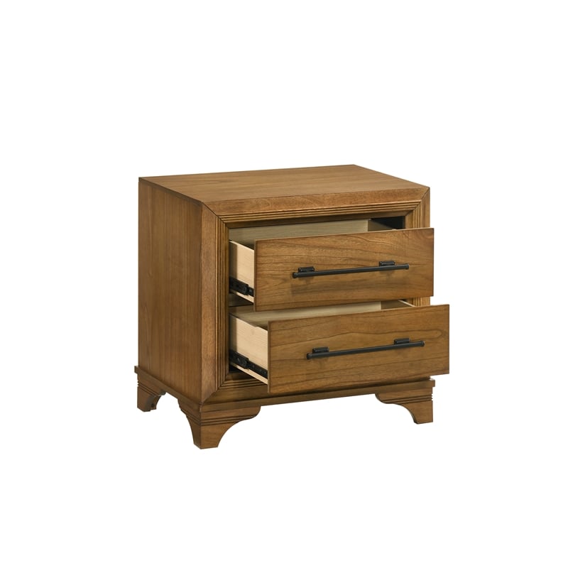 Pemberly Row Queen Bedroom Set with Lighted Storage Bed in Honey Brown