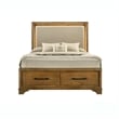 Pemberly Row Queen Bedroom Set with Lighted Storage Bed in Honey Brown