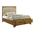 Pemberly Row Queen Bedroom Set with Lighted Storage Bed in Honey Brown