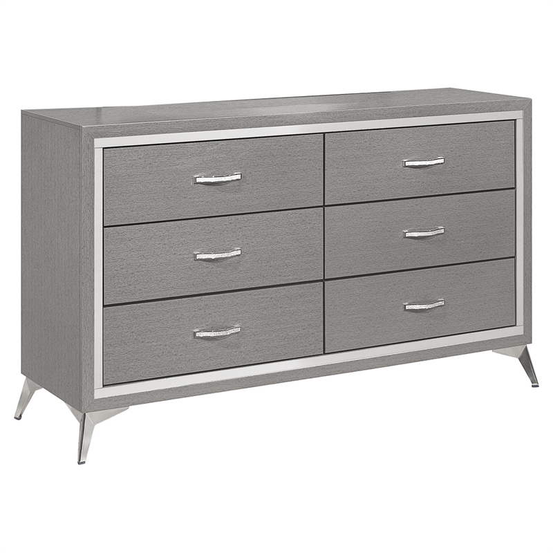 Pemberly Row 3-Pc Wood Bedroom Set with Dresser in Gray Finish