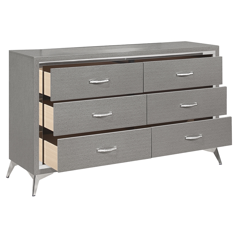 Pemberly Row 3-Pc Wood Bedroom Set with Dresser in Gray Finish