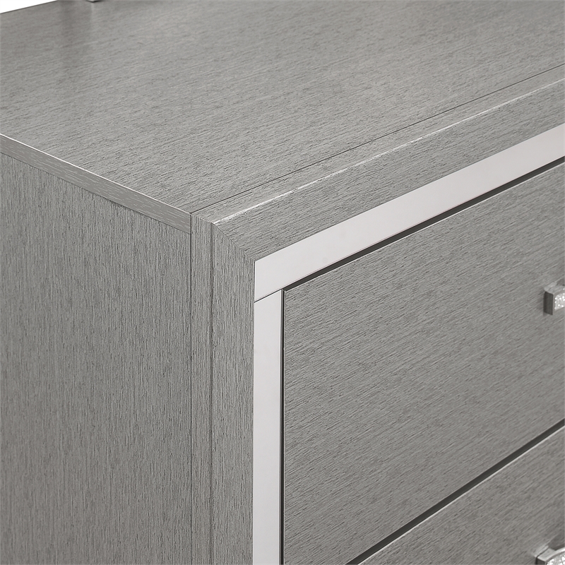 Pemberly Row 3-Pc Wood Bedroom Set with Dresser in Gray Finish