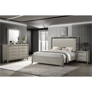 Pemberly Row 4-Piece Wood California King Bedroom Set in Gray