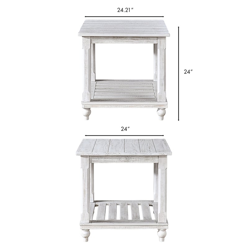 Pemberly Row 3-Piece Distressed White Pine Occasional Table Set