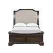 Pemberly Row Wood Queen Upholstered Sleigh Bed with Walnut Finish