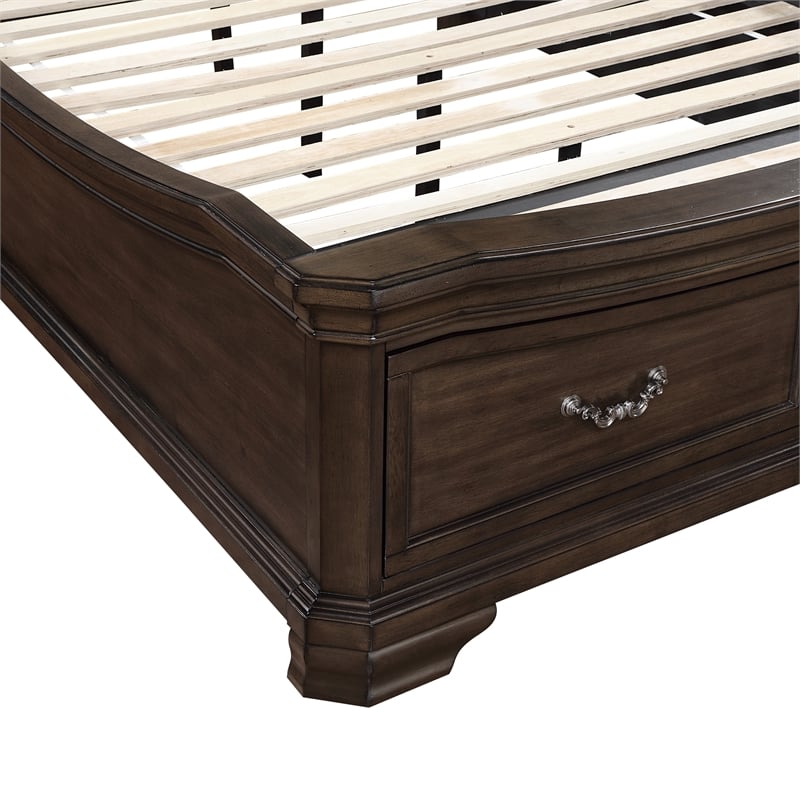 Pemberly Row Wood Queen Upholstered Sleigh Bed with Walnut Finish