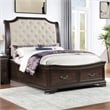 Pemberly Row Wood Queen Upholstered Sleigh Bed with Walnut Finish
