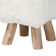 Pemberly Row Faux Fur Footstool with Teak Wood Legs Accent Seat White