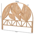 Pemberly Row Natural Rattan Standalone Queen Headboard with Leaf Motif