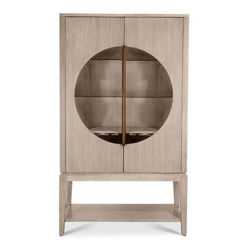 Pemberly Row Curio Cabinet with Touch Lighting and Glass Dusty Rose Finish