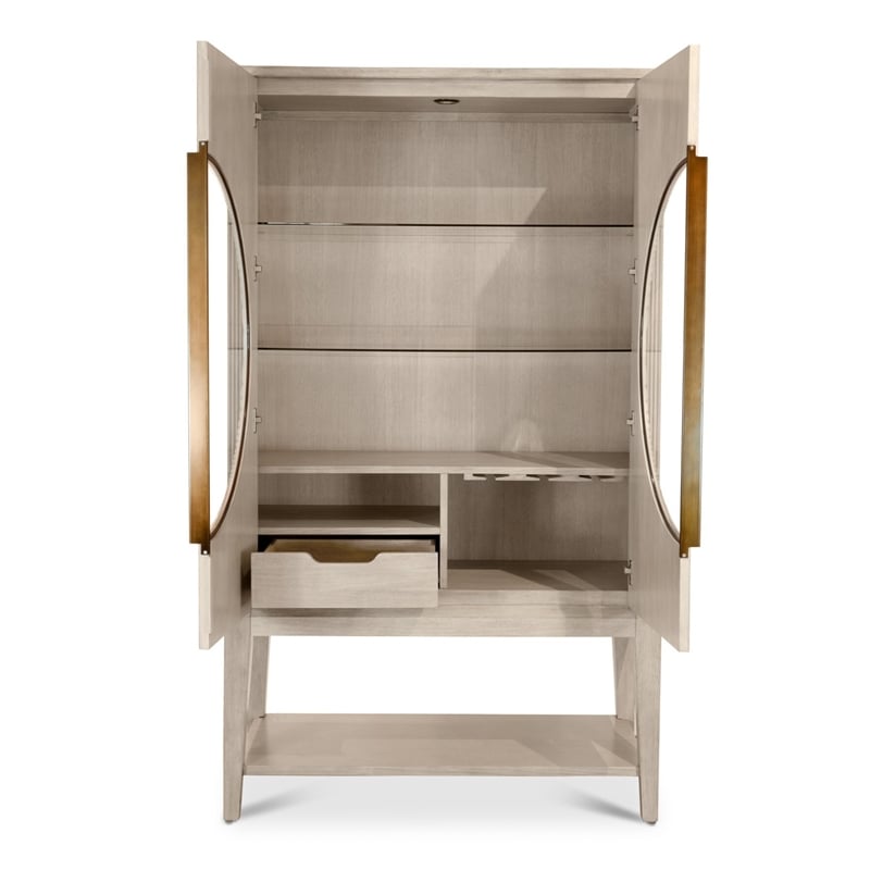 Pemberly Row Curio Cabinet with Touch Lighting and Glass Dusty Rose Finish