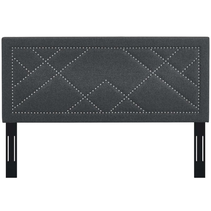 Pemberly Row Upholstered Linen Headboard in Gray for Full/Queen Bed