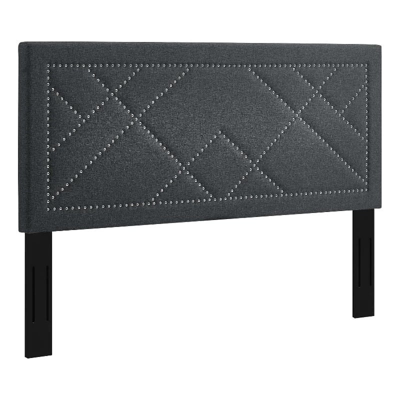 Pemberly Row Upholstered Linen Headboard in Gray for Full/Queen Bed