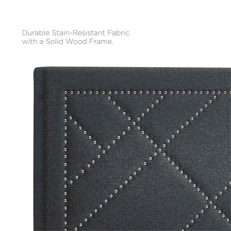 Pemberly Row Upholstered Linen Headboard in Gray for Full/Queen Bed