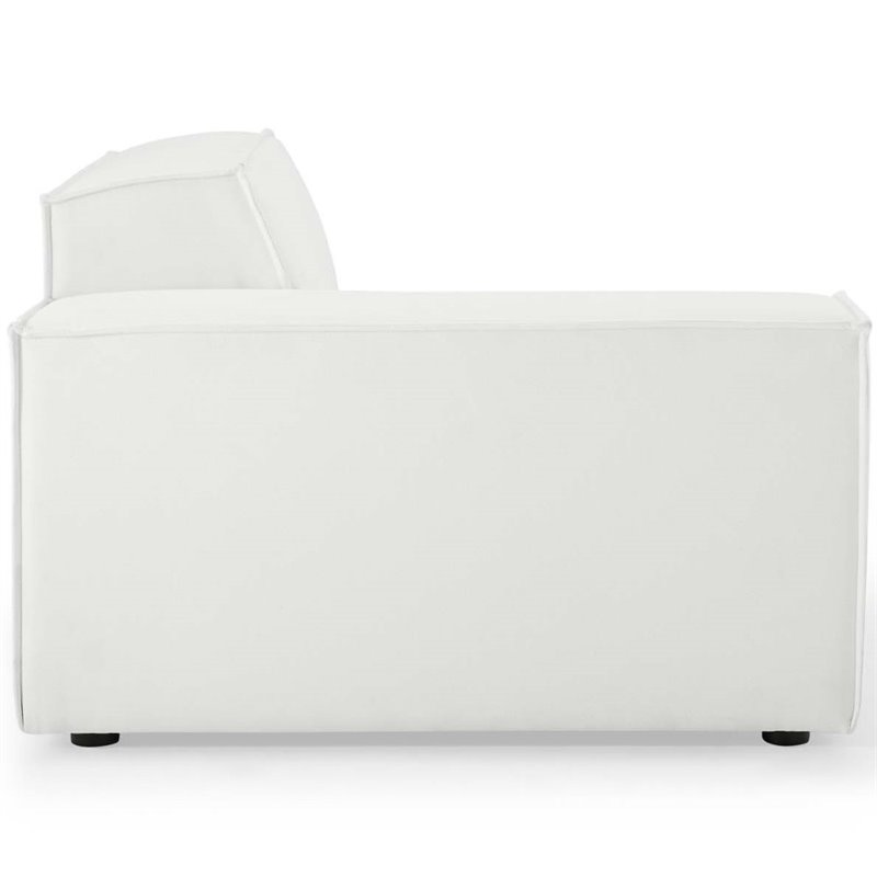 Pemberly Row Polyester Upholstered Right-Arm Sectional Chair in White