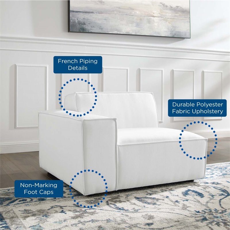 Pemberly Row Polyester Upholstered Right-Arm Sectional Chair in White